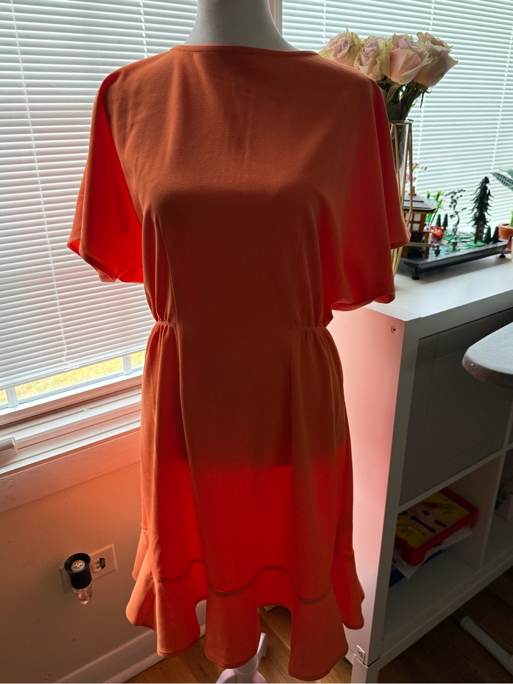 Donna Morgan Orange Ruffle-Hem Mini Dress